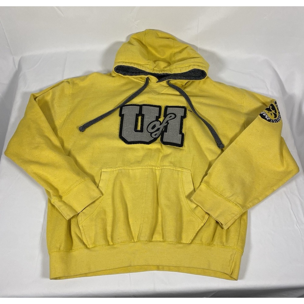 Iowa Hawkeyes Hoodie Mens L Yellow Pullover Sweatshirt Authentic NCAA
